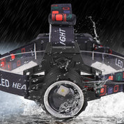 Grundig Leistungsstarke LED-Stirnlampe mit Zoomfunktion, 3000 mAh, geeignet für Camping, Nachtfahrten, Höhlenerkundungen und Angeln.