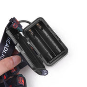 Grundig Leistungsstarke LED-Stirnlampe mit Zoomfunktion, 3000 mAh, geeignet für Camping, Nachtfahrten, Höhlenerkundungen und Angeln.