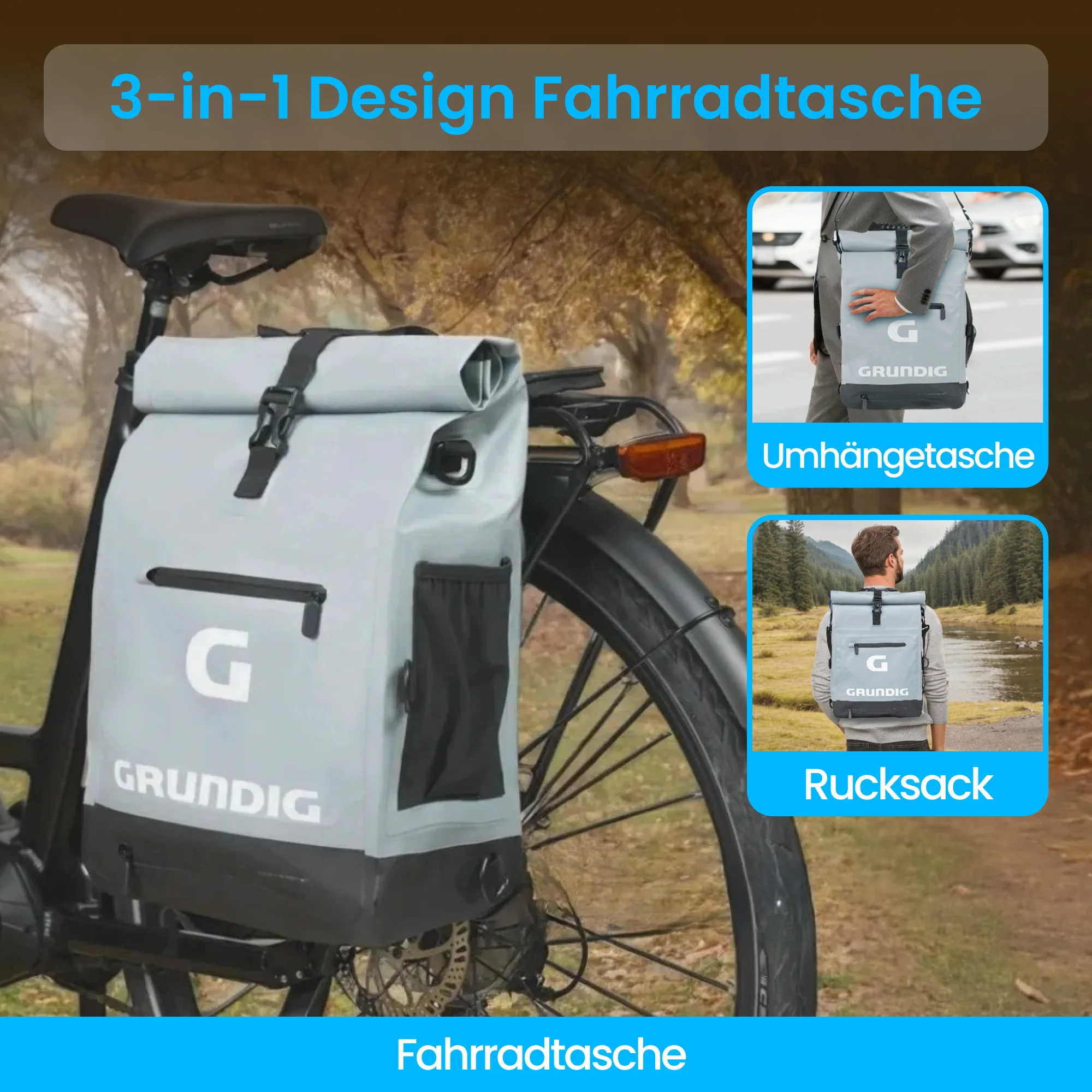 GRUNDIG 3 in 1 Fahrradtasche