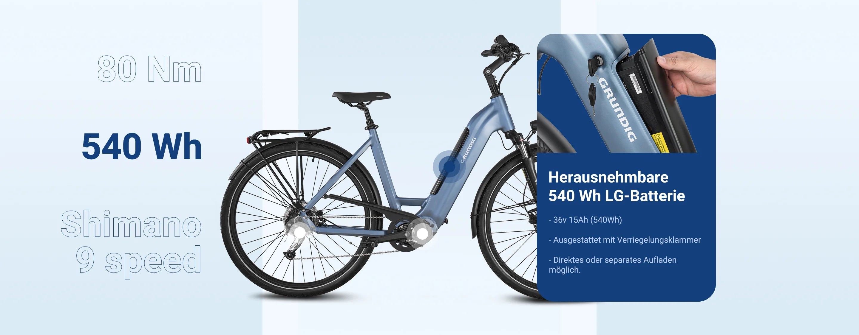 GRUNDIG GCB 1 E Bike Eisblau grundig bike