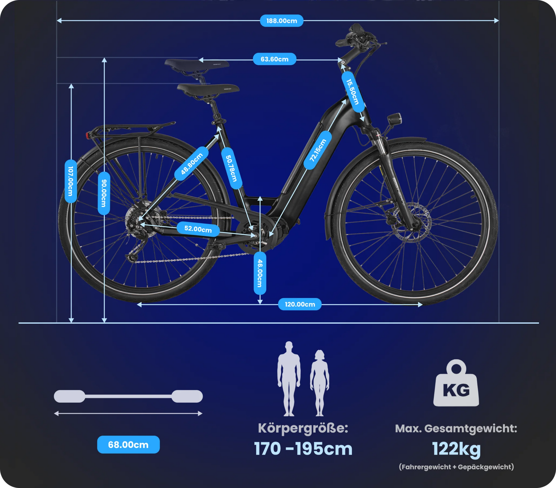 GRUNDIG GCB-1 Bicicletta elettrica Eisblau