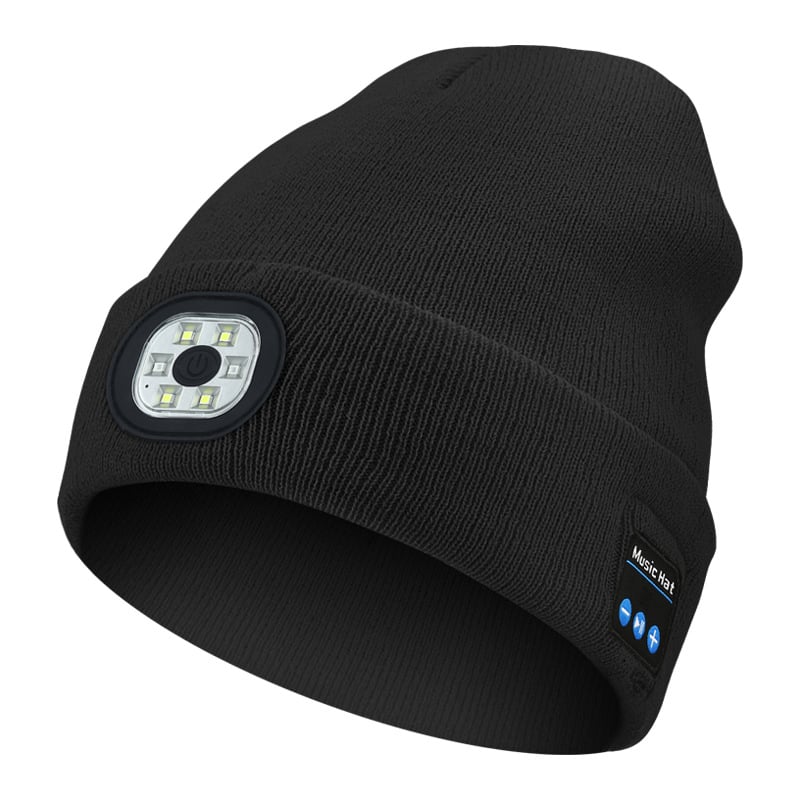 GRUNDIG Bluetooth Beanie mit LED-Scheinwerfer und abnehmbaren Lautsprechern