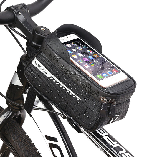 GRUNDIG fietsframetas met mobiele telefoonhouder - waterdichte fietstas op de voorband met mobiele telefoontashouder, compatibel voor iPhone, Galaxy Phone en de meeste smartphones onder 7''